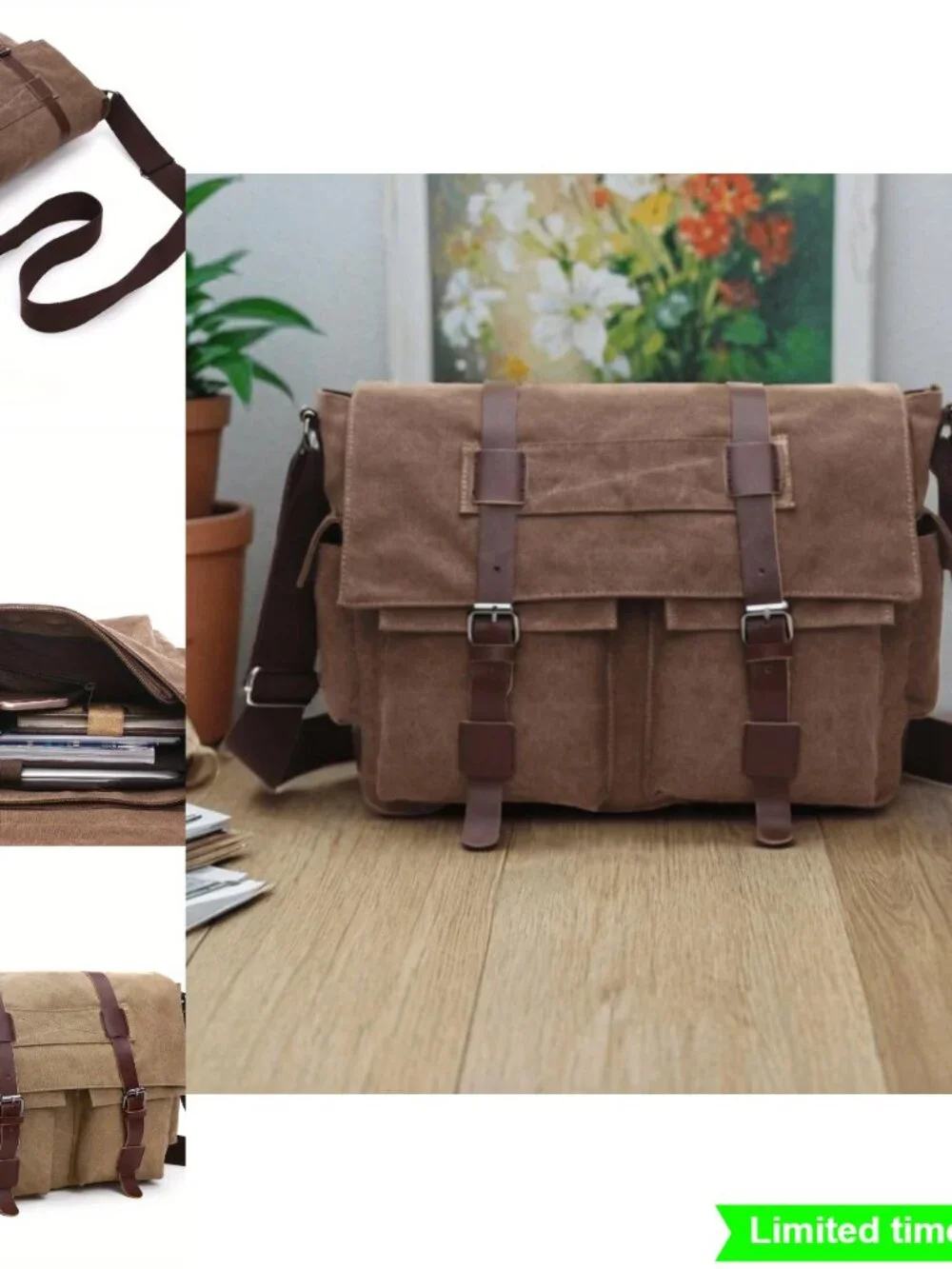 Canvas Retro Crossbody Bag Adjustable Strap Messenger